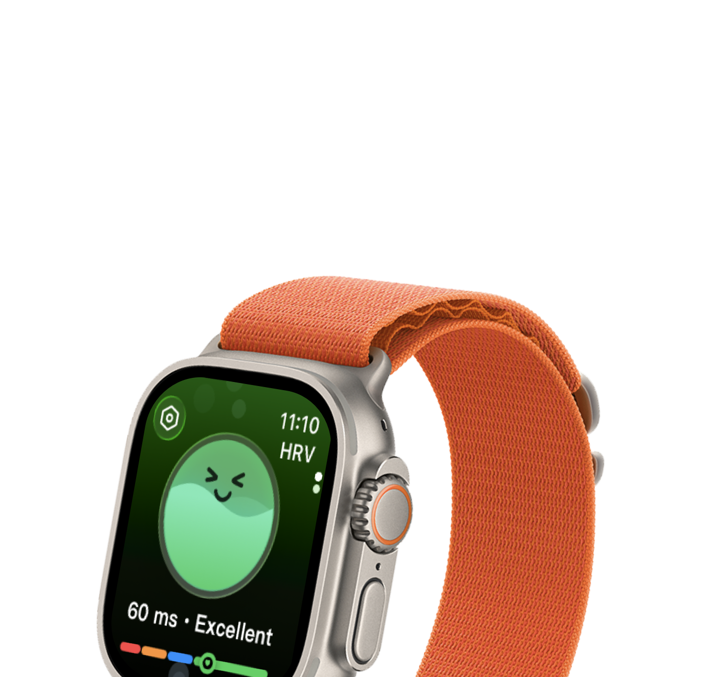 RelaxWatch Apple Watch complication showing real-time stress score